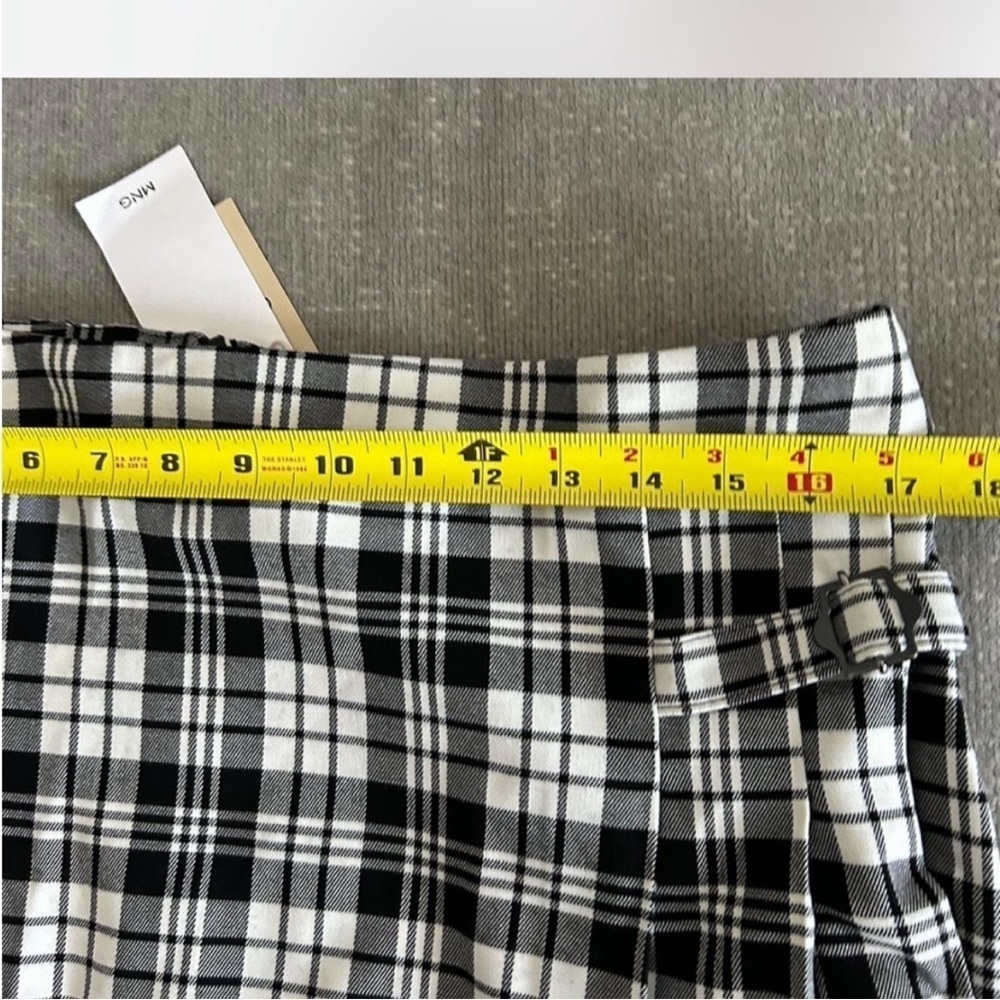 Mango Plaid Black Grunge Goth Preppy Emo Dark Academia Mini Skirt Size XL - Picture 6 of 9